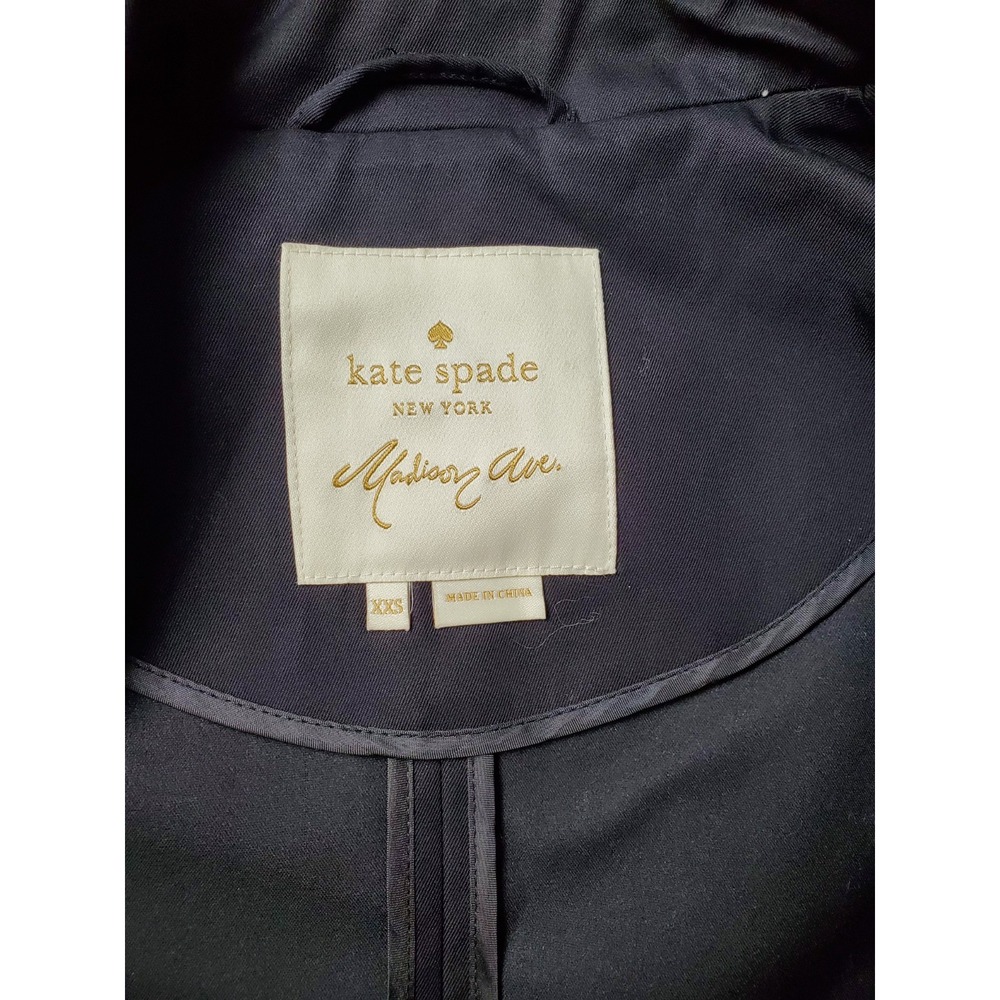 Kate Spade New York Madison Ave XXS Black Embroidered Pink Floral‎ Trench Coat - Picture 8 of 15